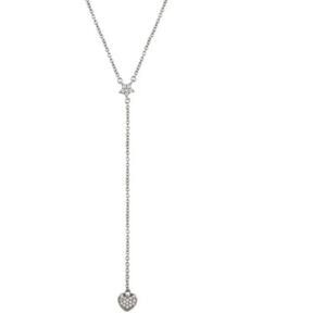 Rhodium Plated Star and Heart Y-Necklace